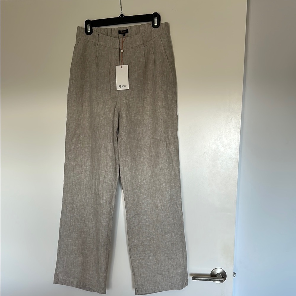 NWT size 8 Quince Women's Straight Leg Linen Pants - Taupe